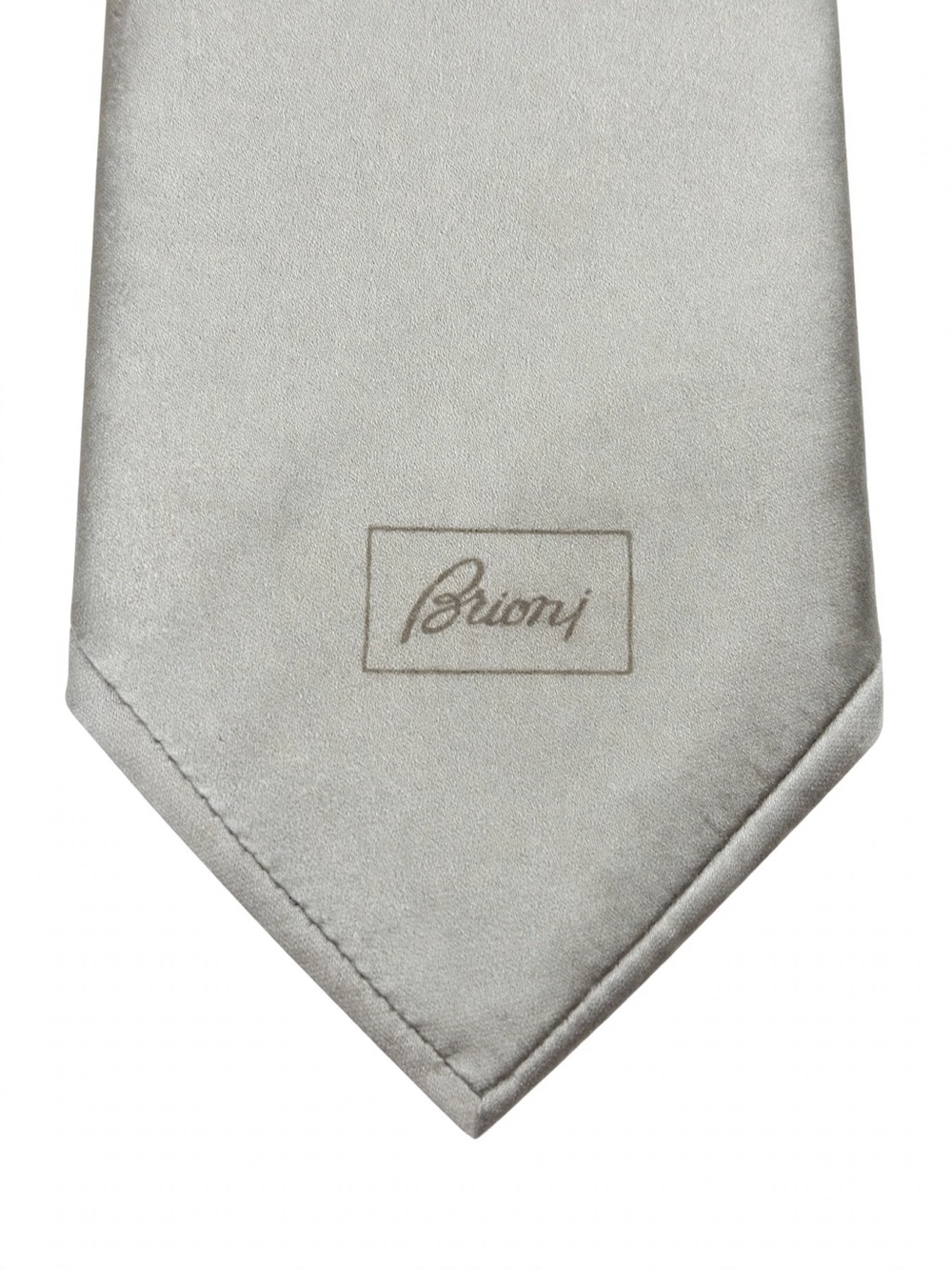 Brioni Light Silver Silk Tie with Subtle Logo